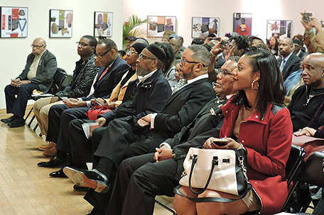 In front row; event host Cherri Gregg ; Rev. Alyn Waller, creator of the “Buy Black” intiative, Kenneth and Fatimah Gamble listen intently to speakers.  (Photo by Solomon Williams)