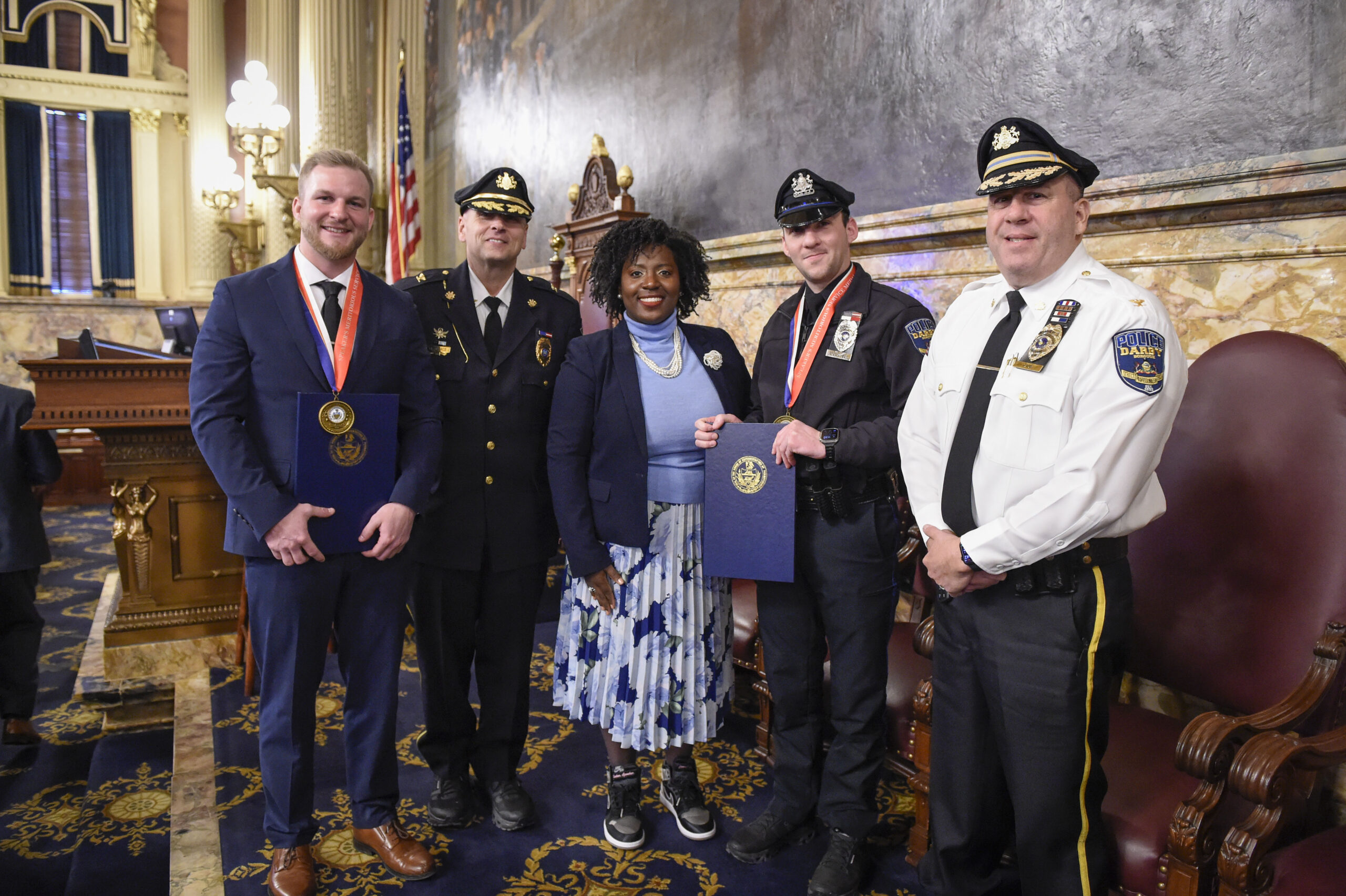 McClinton awards Speaker’s Meritorious Service Medal to two Delaware County police officers
