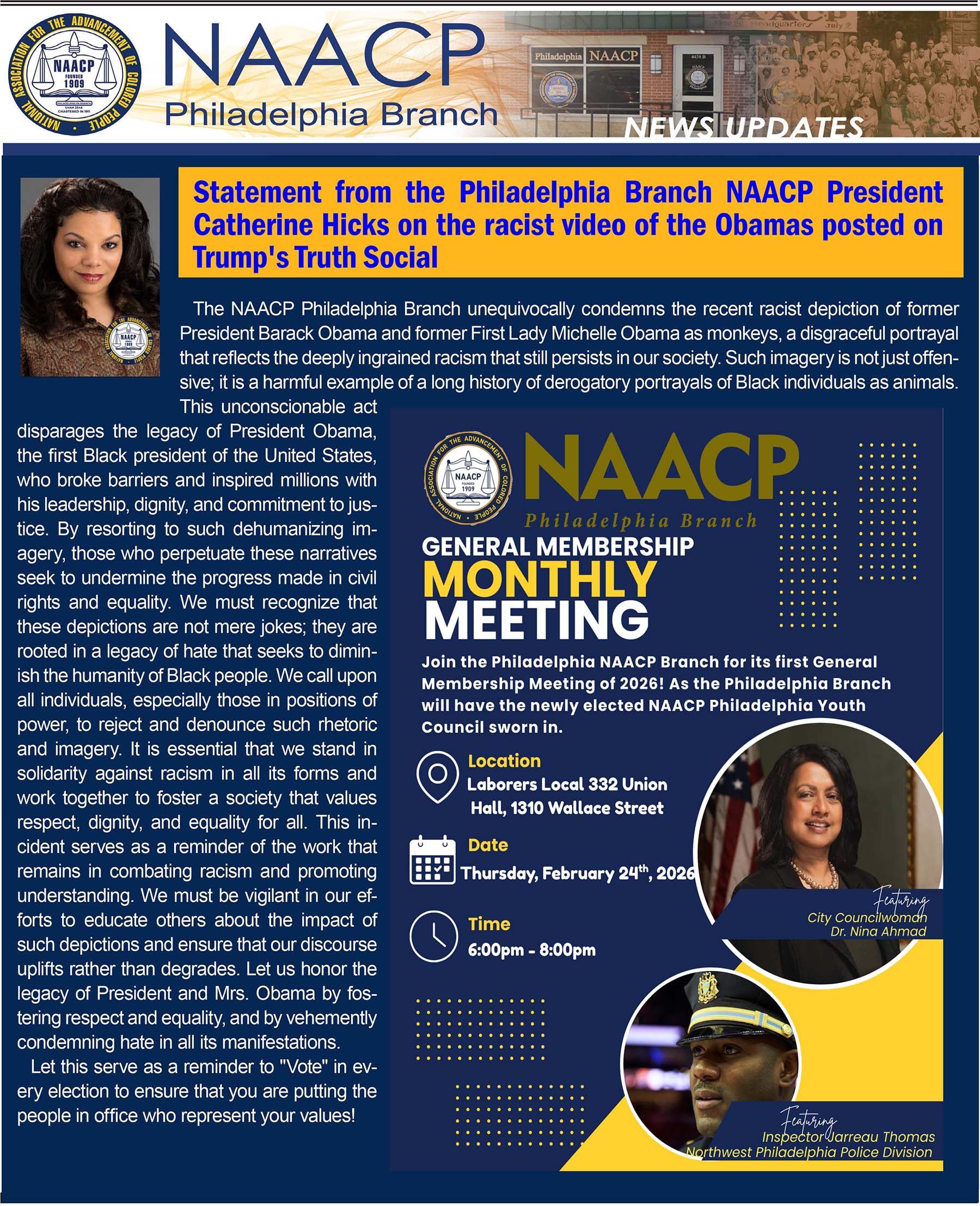 Statement from the Philadelphia Branch NAACP President